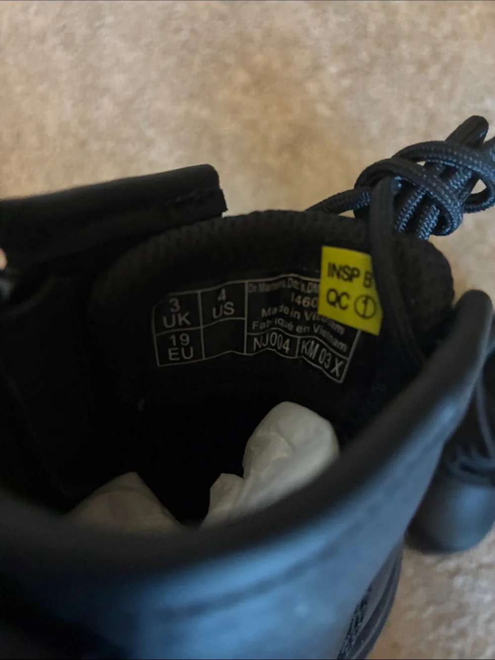 Dr. Martens Infant 1460 Softy T Black Leather Boots Side Zip size 4 NWOT